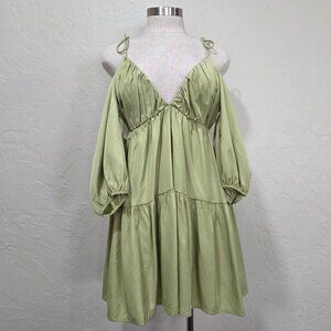 Cold-shoulder With Tie Shoulder Straps With Open Back Dress